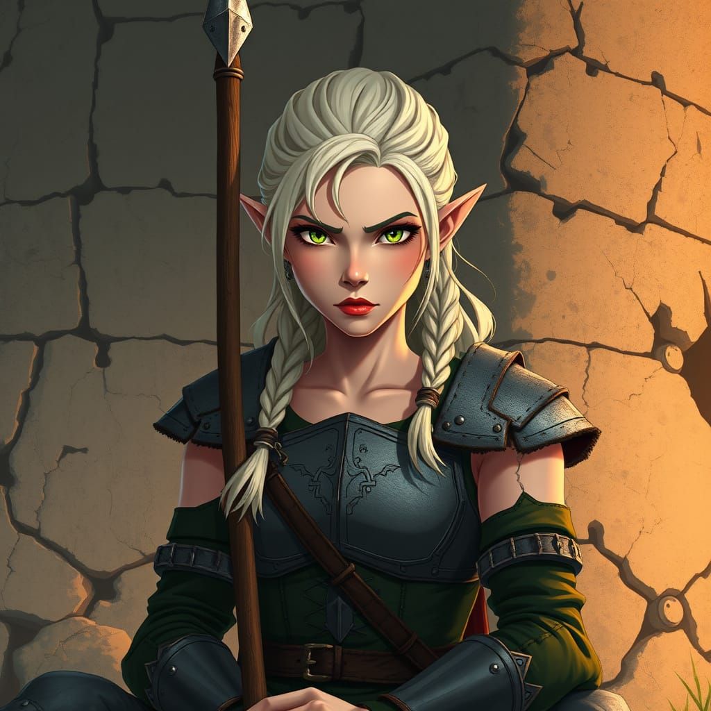 Battle-Hardened Elf Raider in Cel-Shaded Aesthetic