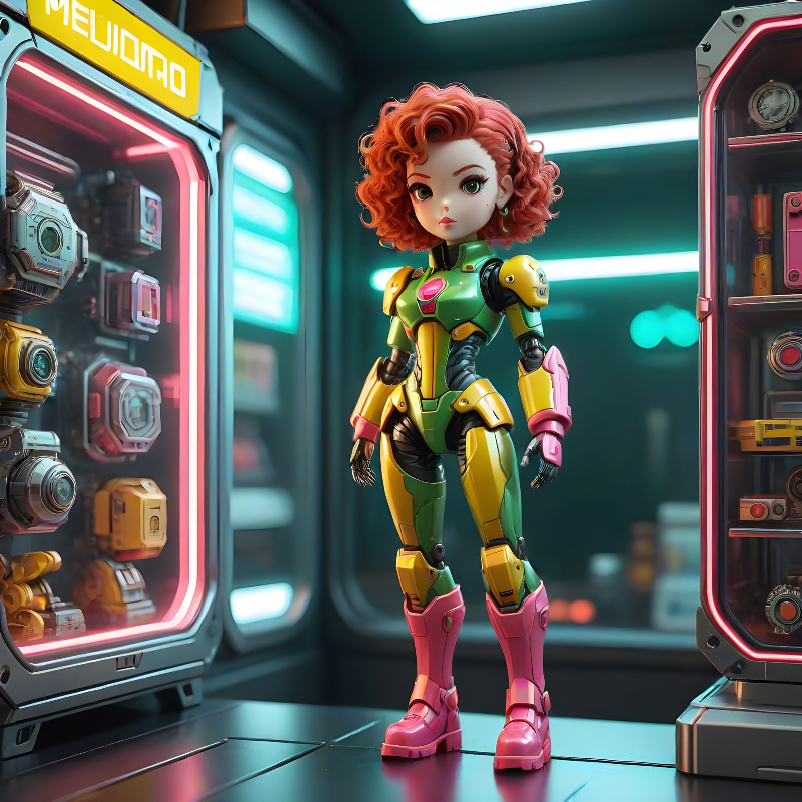 Cute 90's Style Plastic Action Figure Girl in Blister Pack