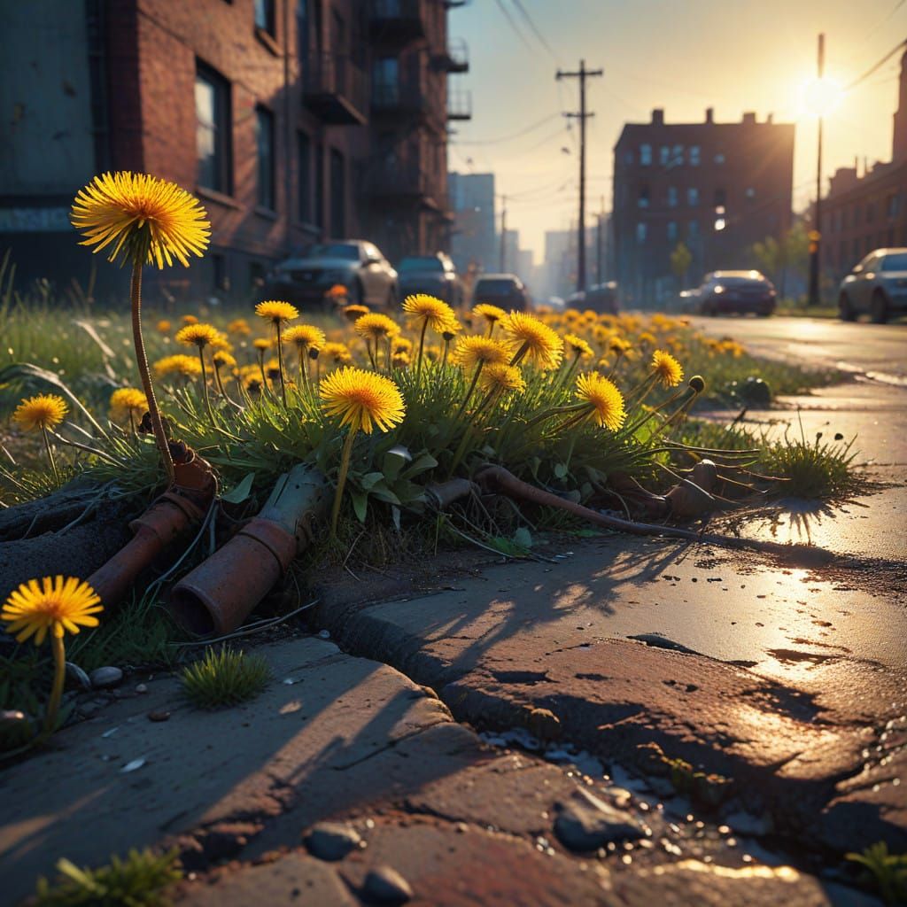 Dazzling Urban Blooms in Vibrant Hyperrealism