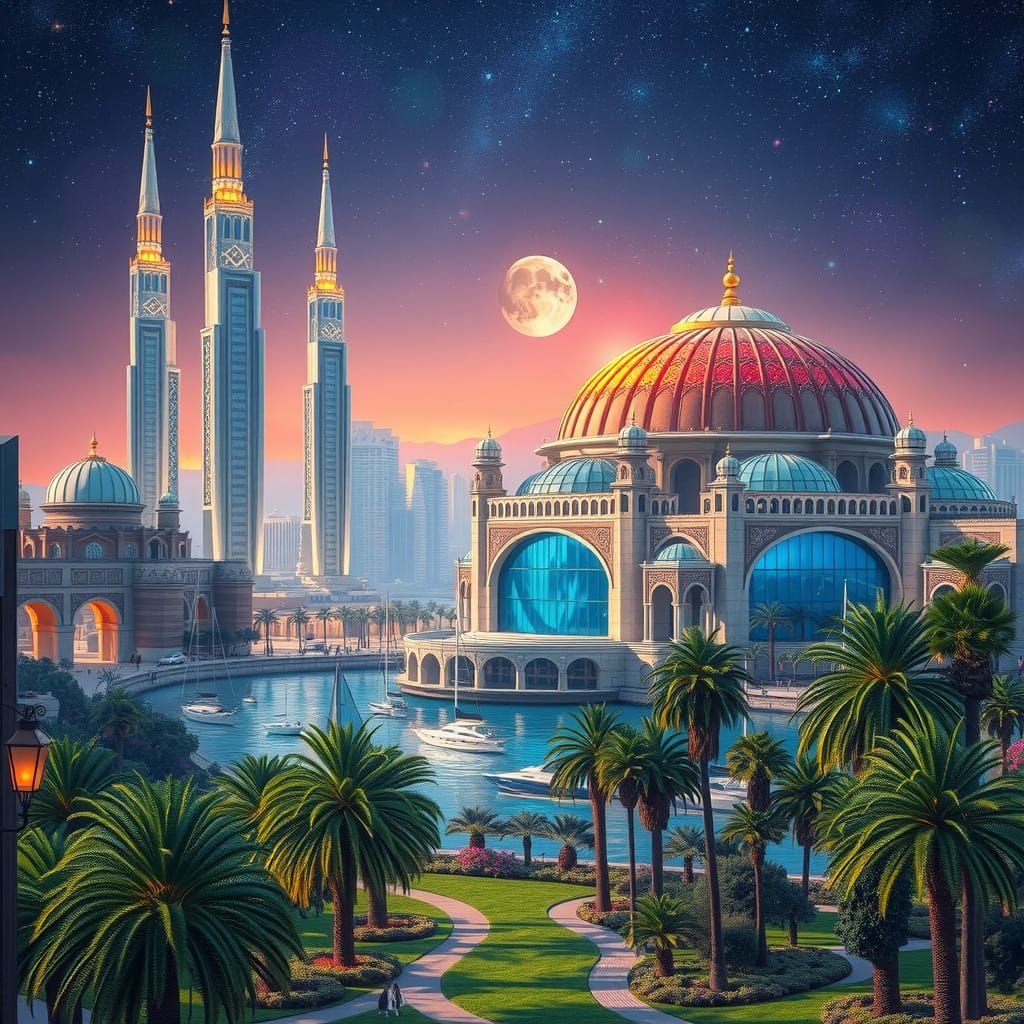 Vibrant Futuristic Arabic Cityscape