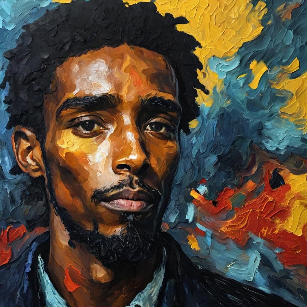 Sorrowful Abstract Portrait in Van Gogh Style