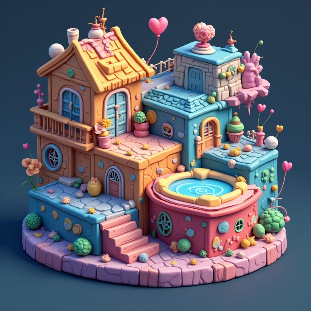 Anime Girl Artist with Vibrant Candyland Landscape