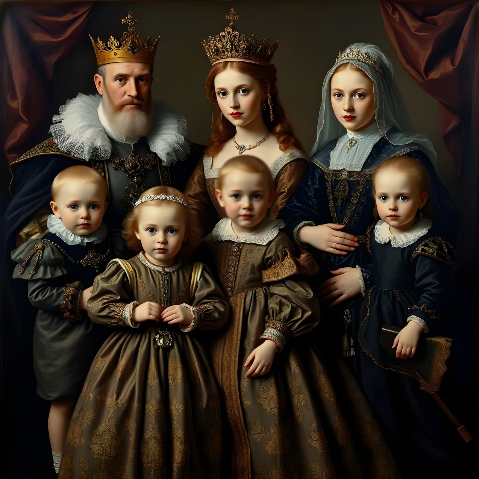 Royal Family Portrait in Impressionist Style