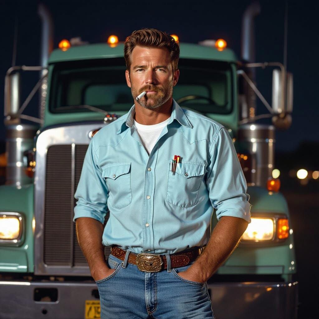 1970s Trucker in Photorealistic Style