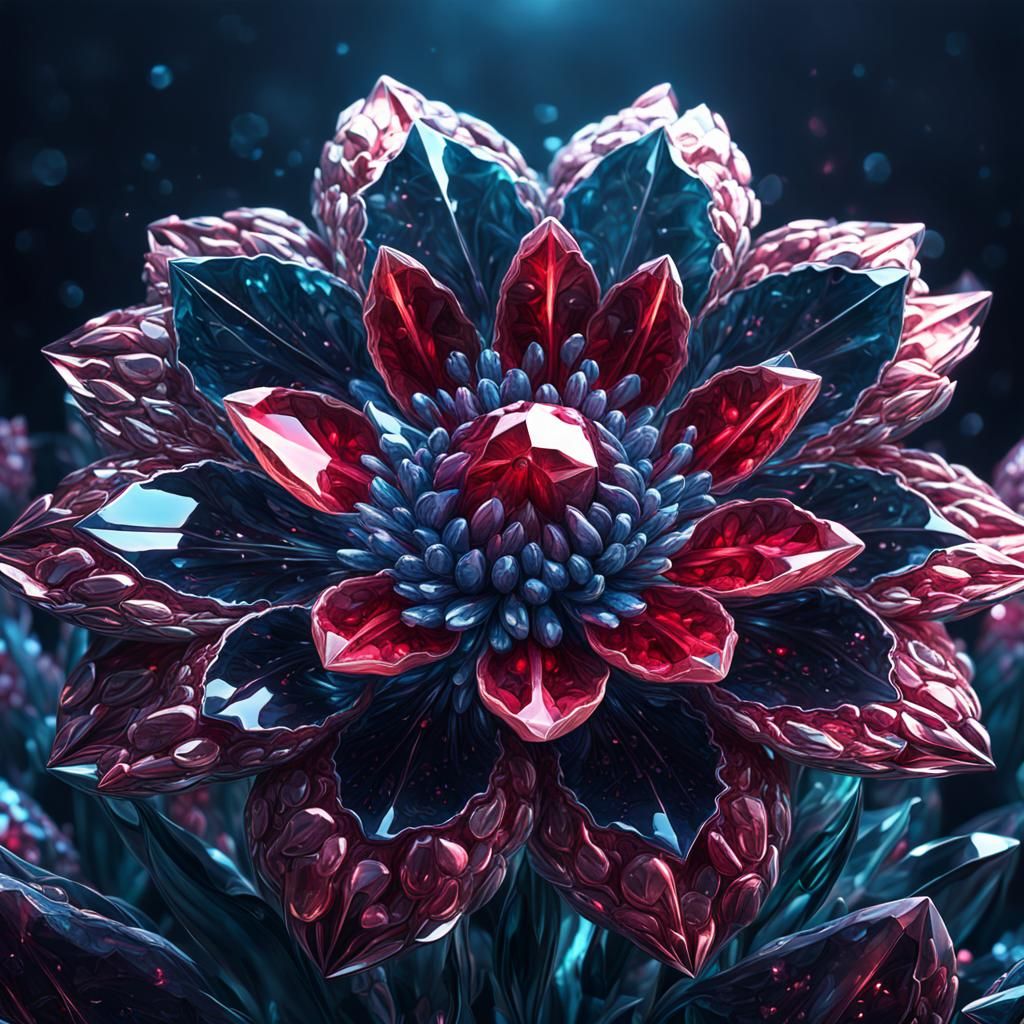 Pomegranate Crystal Flower Digital Matte Painting
