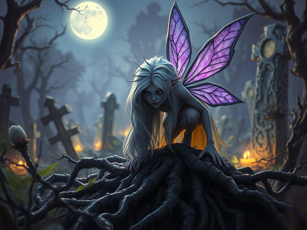 Gothic Pixie in Eerie Dead Garden