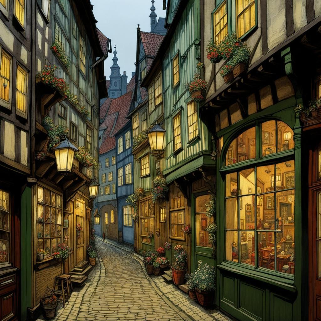 Detailed Alleyway in German Port City