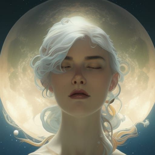 Moon Goddess Portrait in Hyperdetailed Digital Art