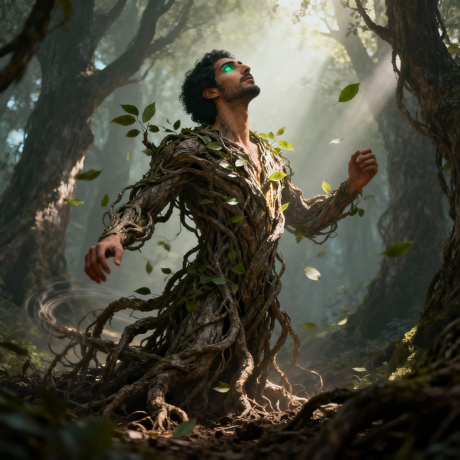 Mystical Forest Spirit Man of Roots and Leaves