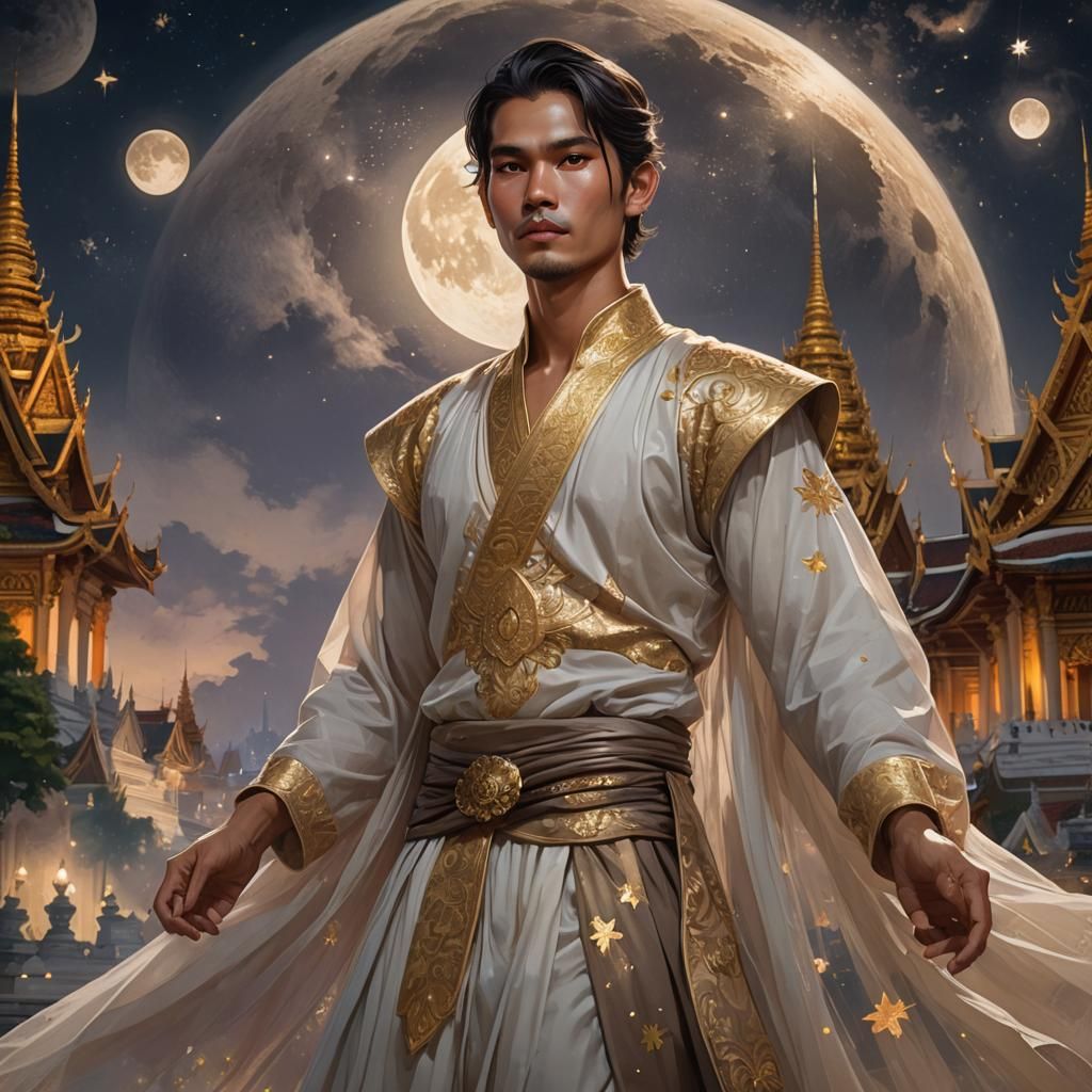 Thai Man in Traditional Costume by Grand Palace