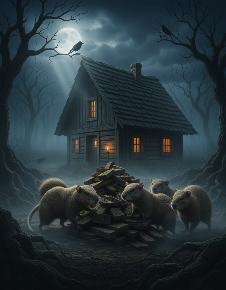 Eerie Groundhogs Build Woodpile at Witch's Cottage