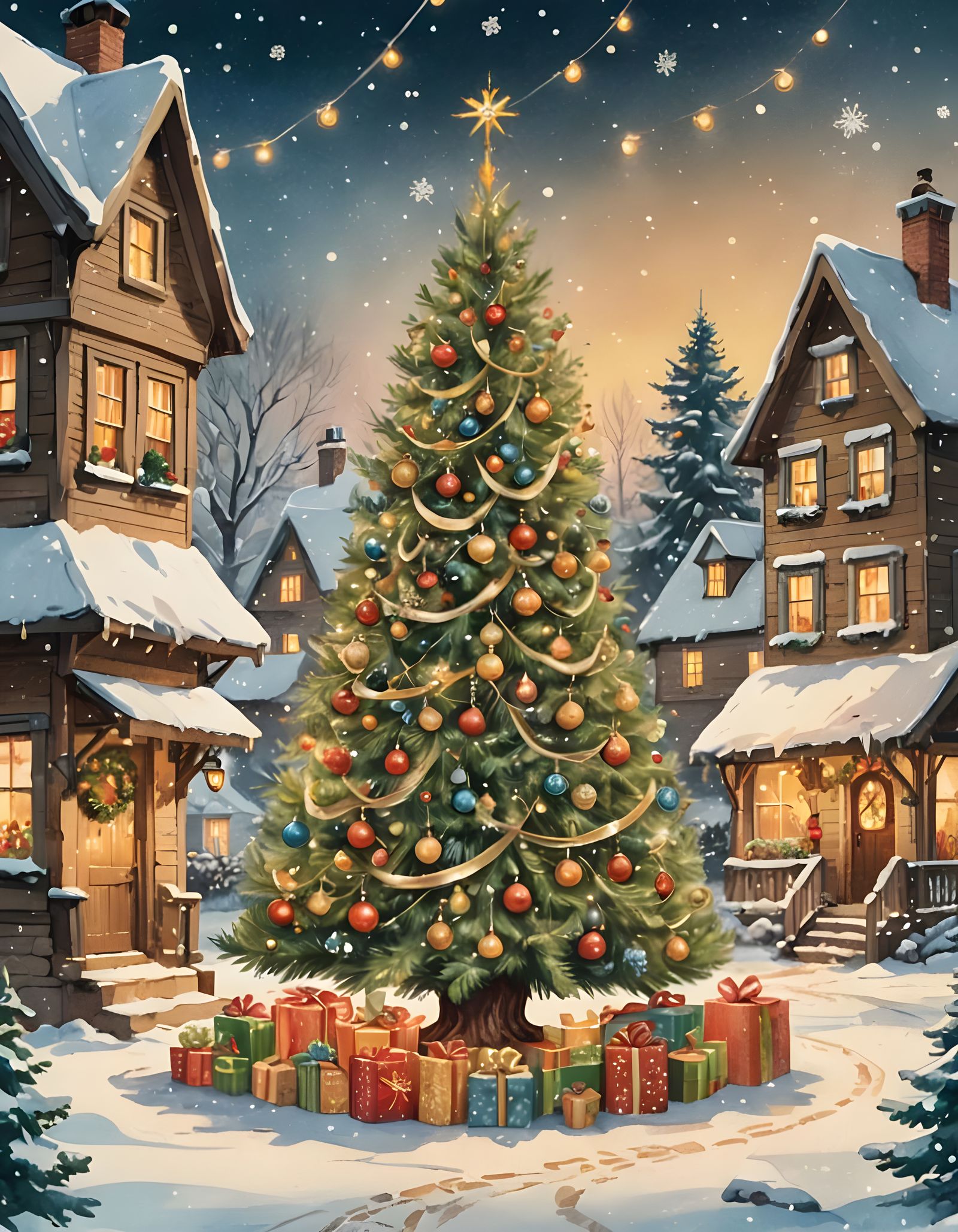 Vintage Christmas Wonderland Scene