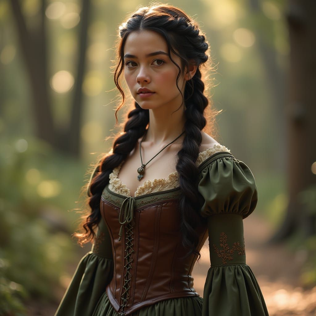 Earthy Elegance: Woman in 1780s Style