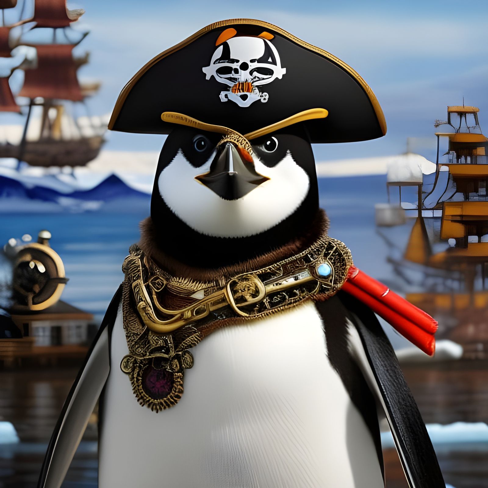 Steampunk Pirate Penguins Plundering Icy Seas