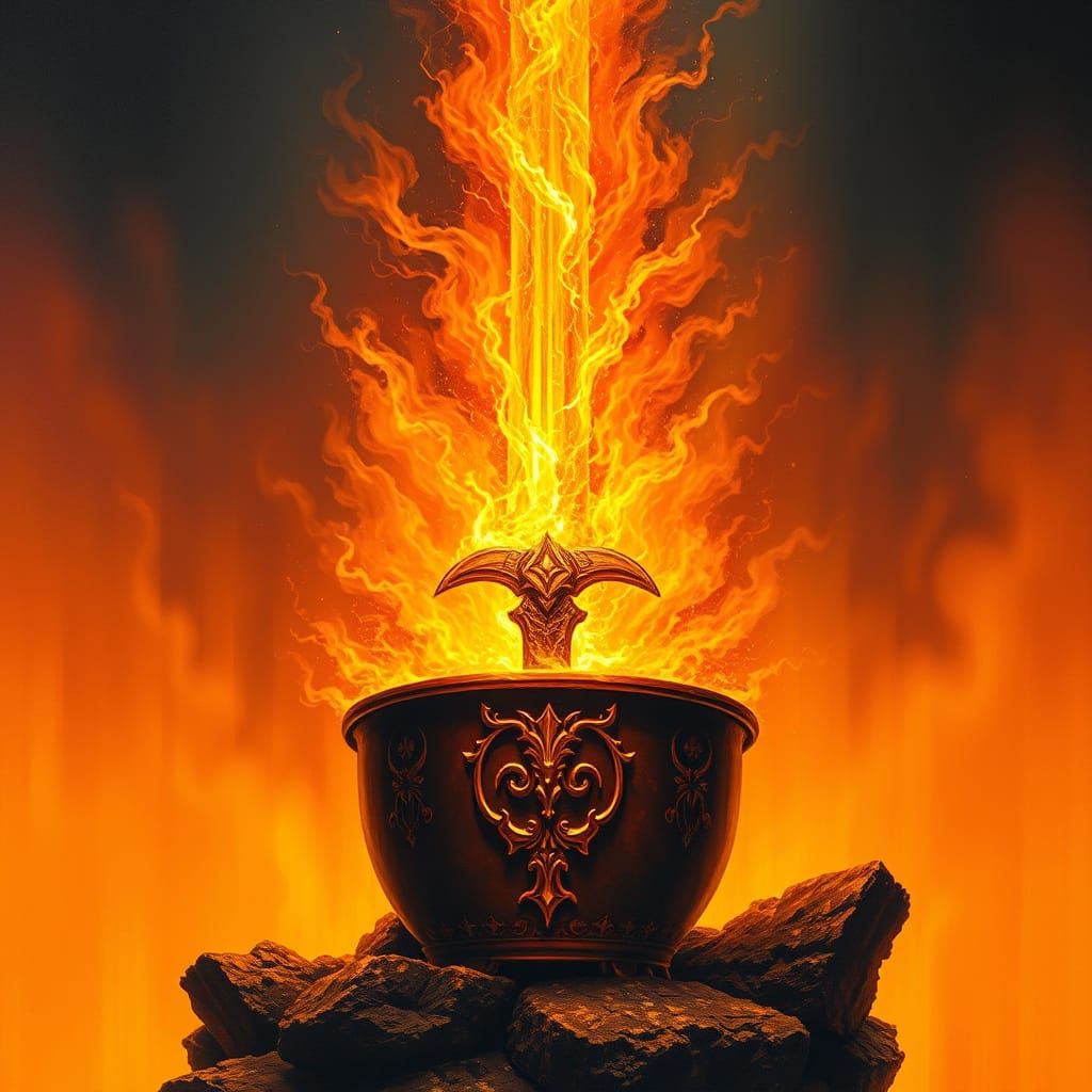 Mystical Flame Sword in Vibrant Colors