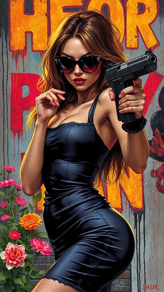 Female Assassin in Graffiti Art