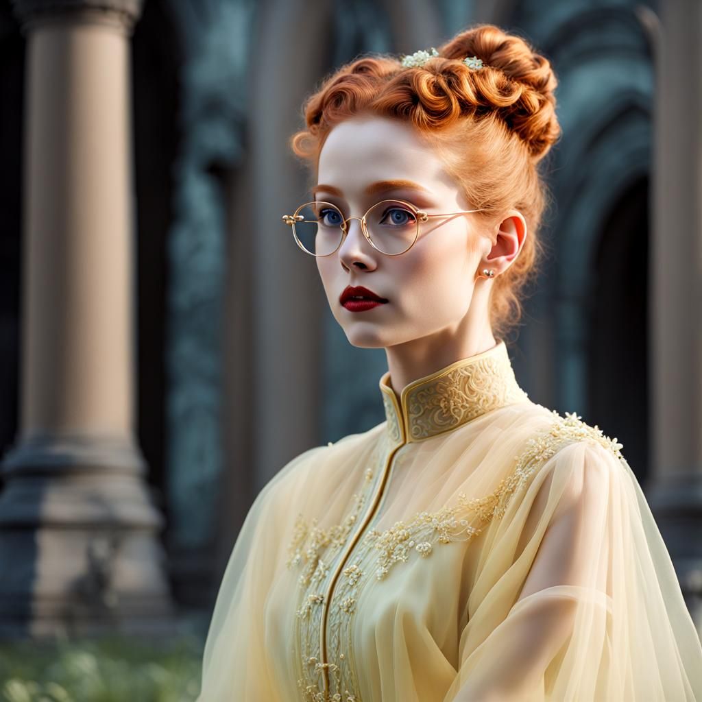 Thaumasite Goddess in Light Academia Style