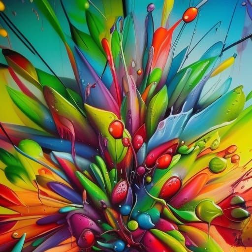 Hyperrealistic Botanical Garden Still Life in Splash Art