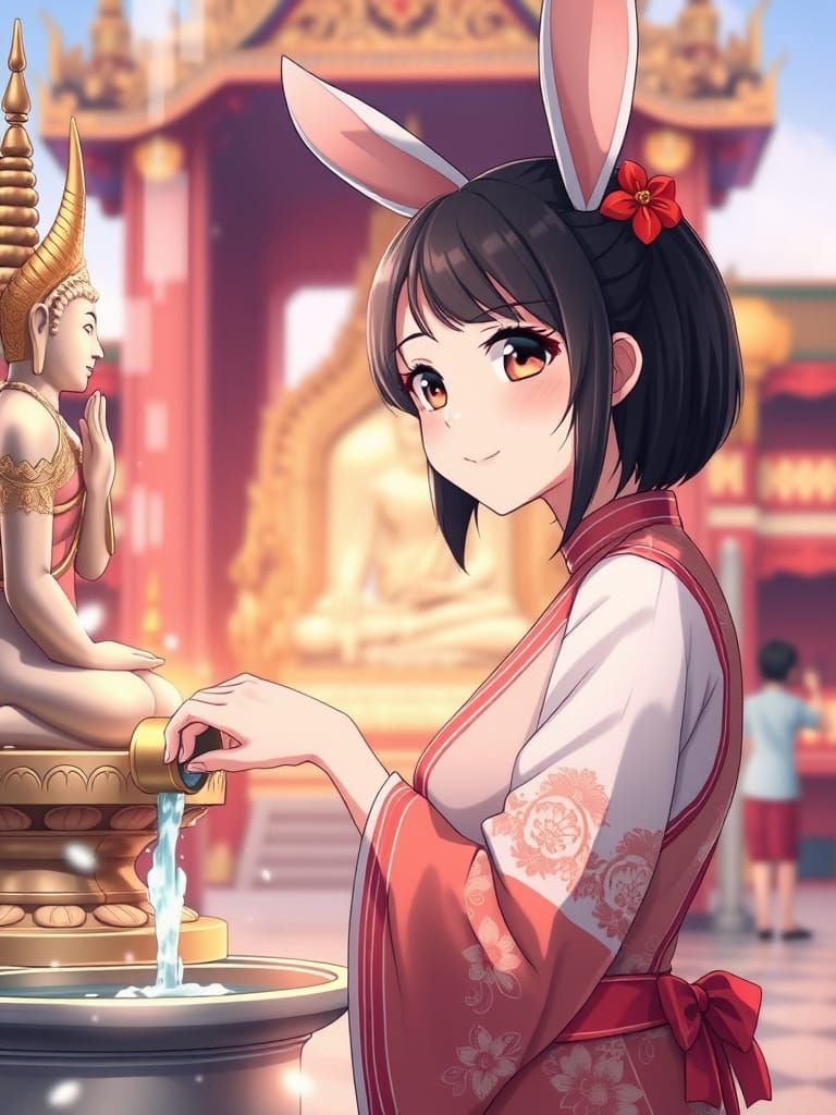 Thai New Year Celebrations with a Magical Moon Rabbit