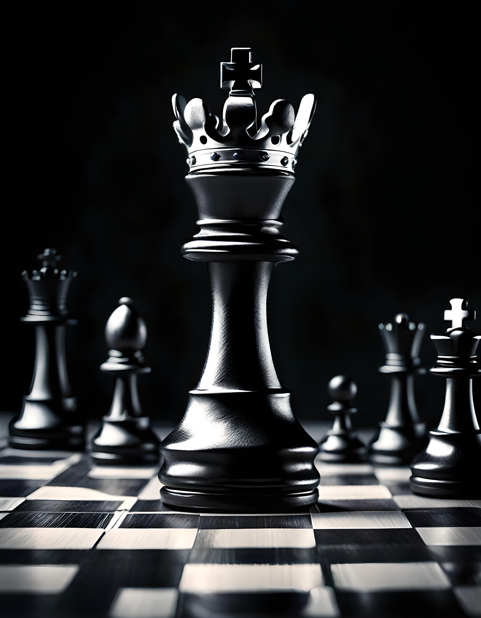 Victorious Black Chess King on White