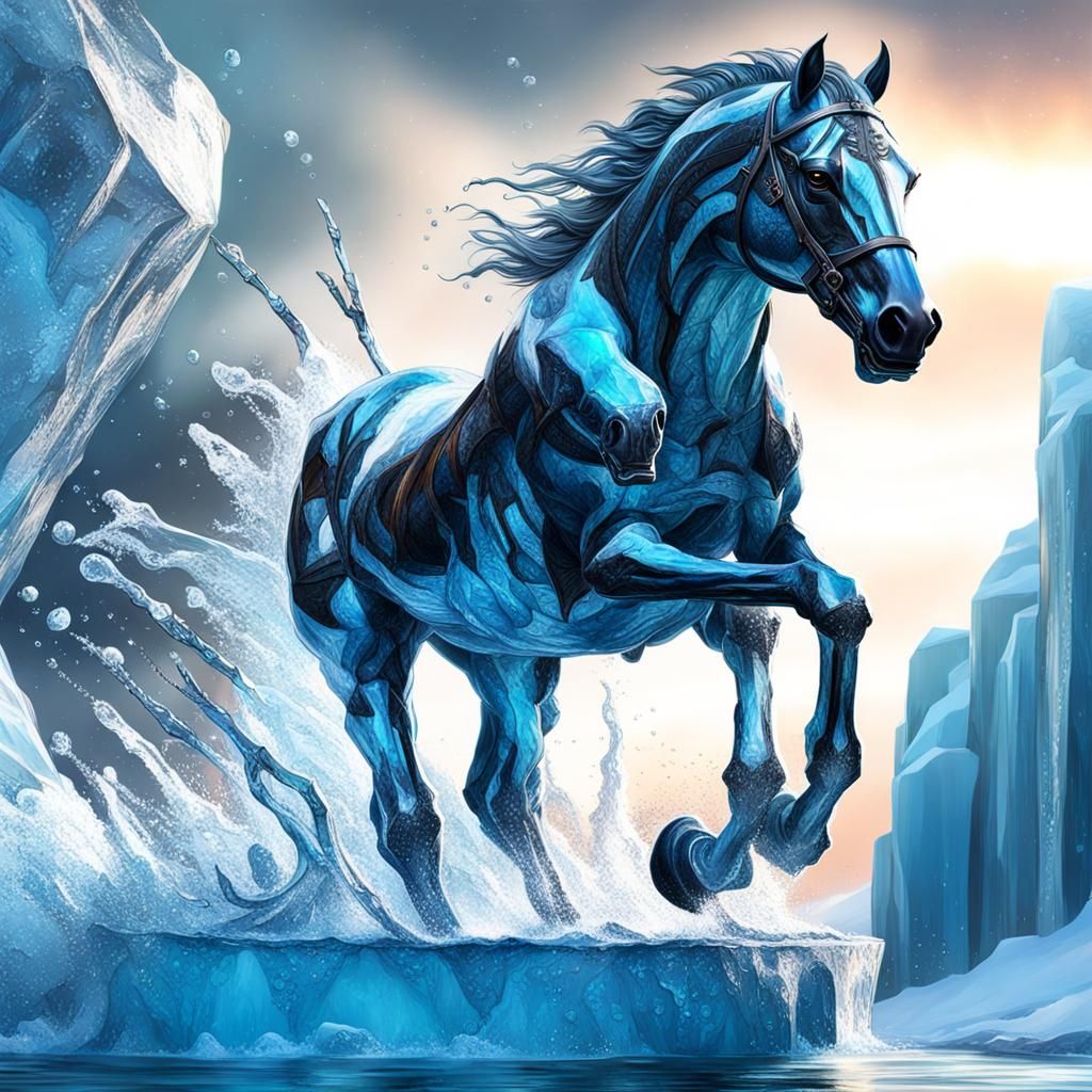 Hyperrealistic Ice Horse Concept Art