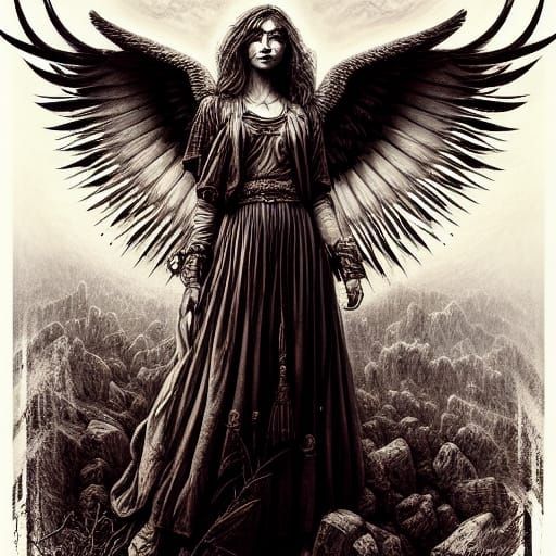 Hyperrealistic Angel in a Dramatic Cloudscape