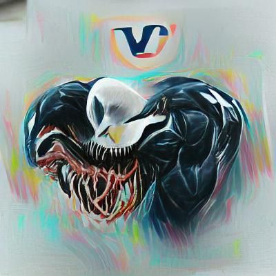 Venom Portrait: Menacing Black and White Art