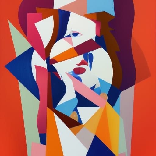 Geometric Cubist Painting of Ginger Michelle Rodriguez
