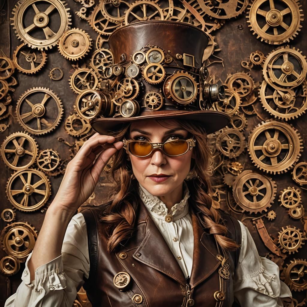 Steampunk Lady Hand-Stitching Leather Hats