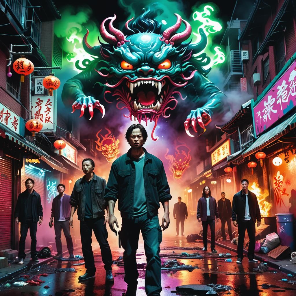 Halloween Chaos in Little China: Digital Street Art