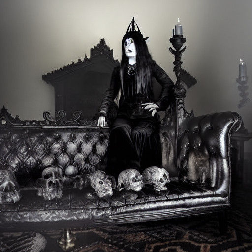 Gothic Rock Fan in Haunting Victorian Atmosphere