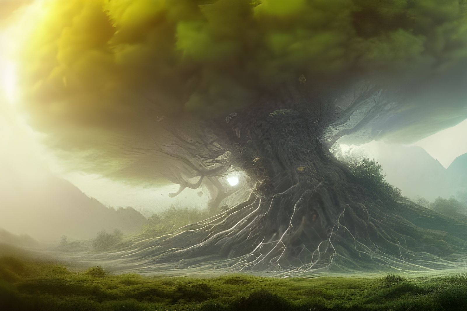 Epic World Tree Struck by Lightning