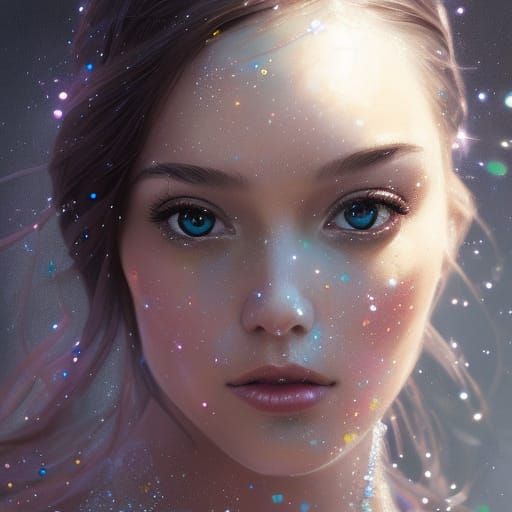 Sparkly Fairy Woman Portrait in Hyperdetailed Style