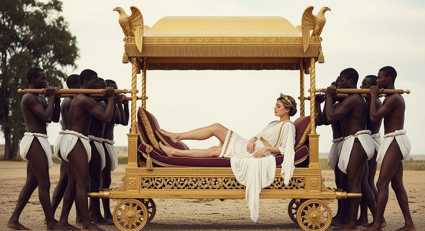 Roman Empress Lounging on Imperial Litter, Professional Phot...