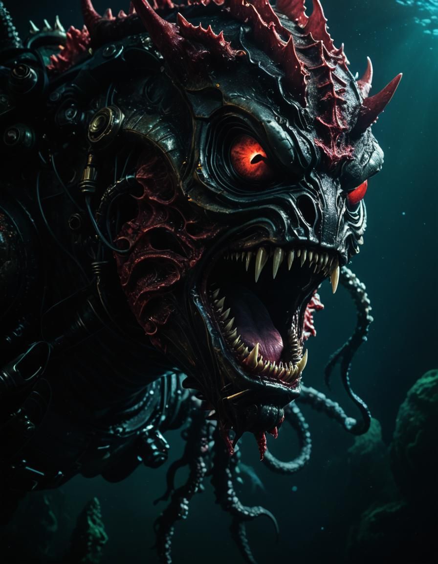 Colossal Reptilian Cryptid Emerges in Cosmic Horror Photogra...