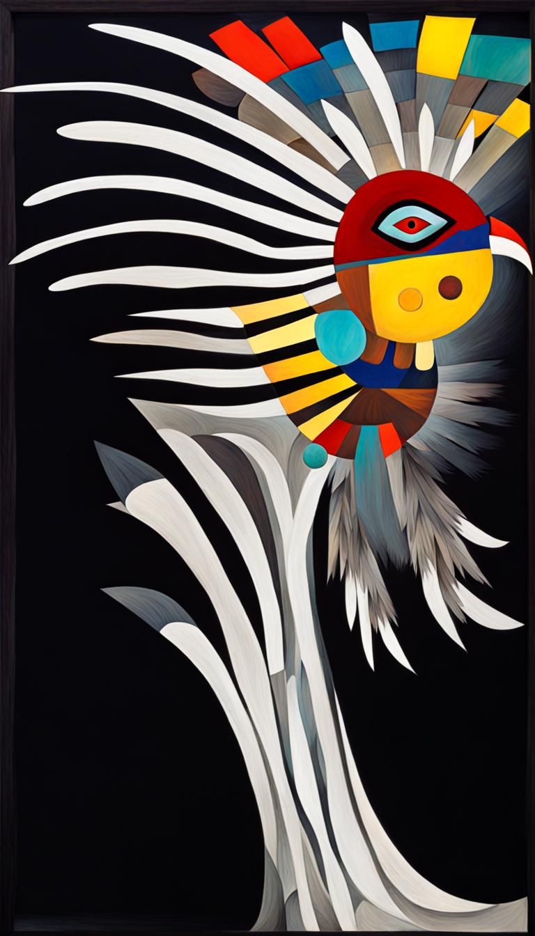 Native American Thunderbird  in  flight,  sugar skulls ,   i...