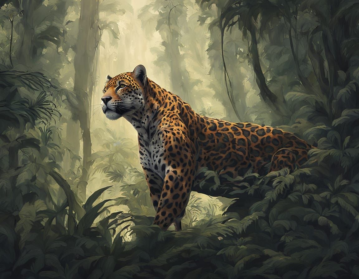 Majestic Jaguar in Vibrant Jungle Habitat