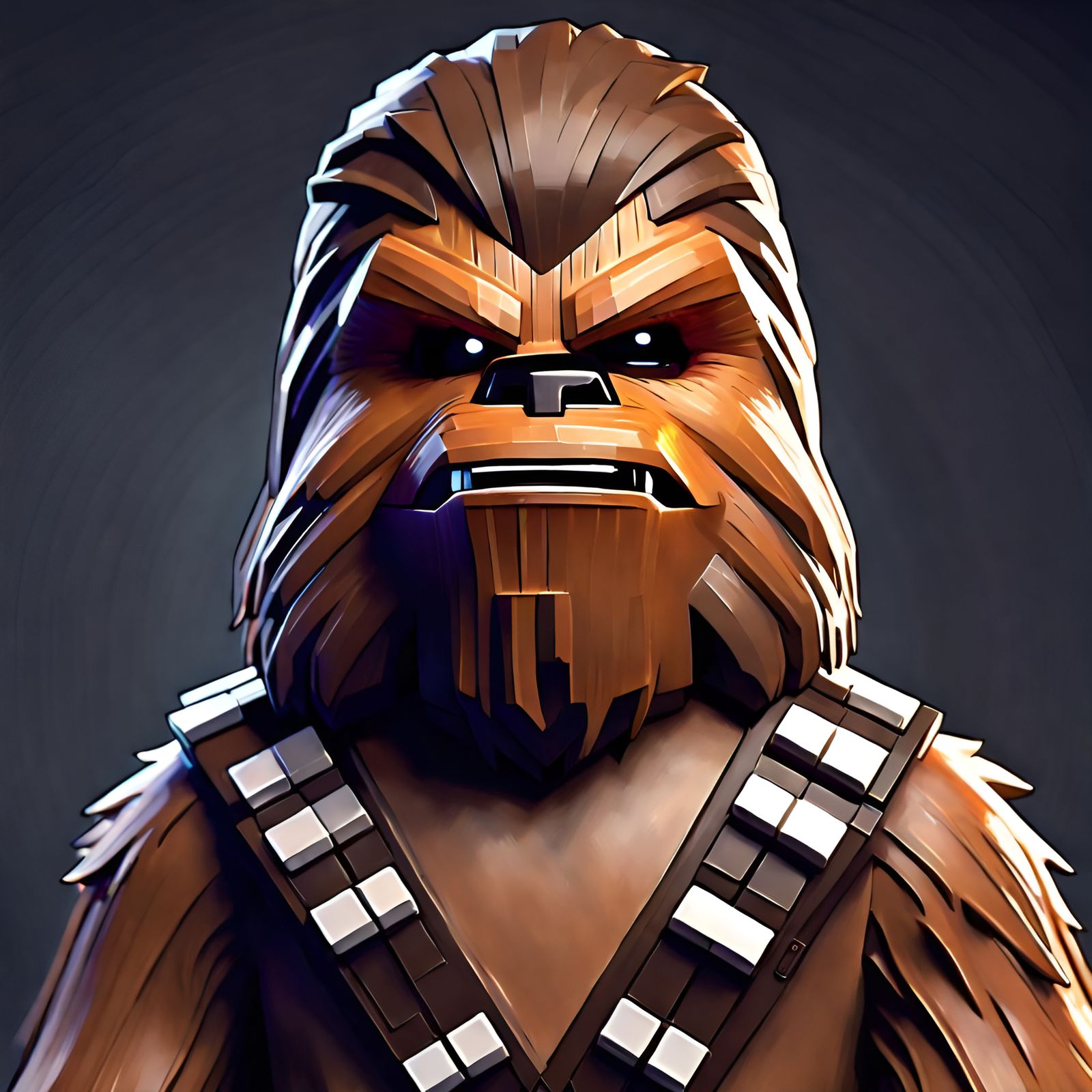 Minecraft Chewbacca Portrait by Artgerm, Pixar Style