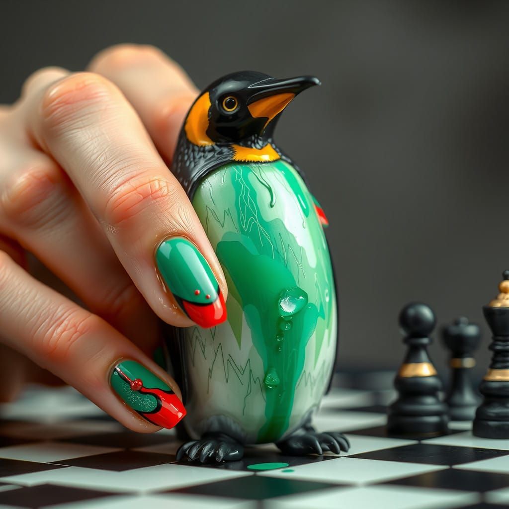 Surreal Gigeresque Penguin Unveiled in Distressed Digital Ar...