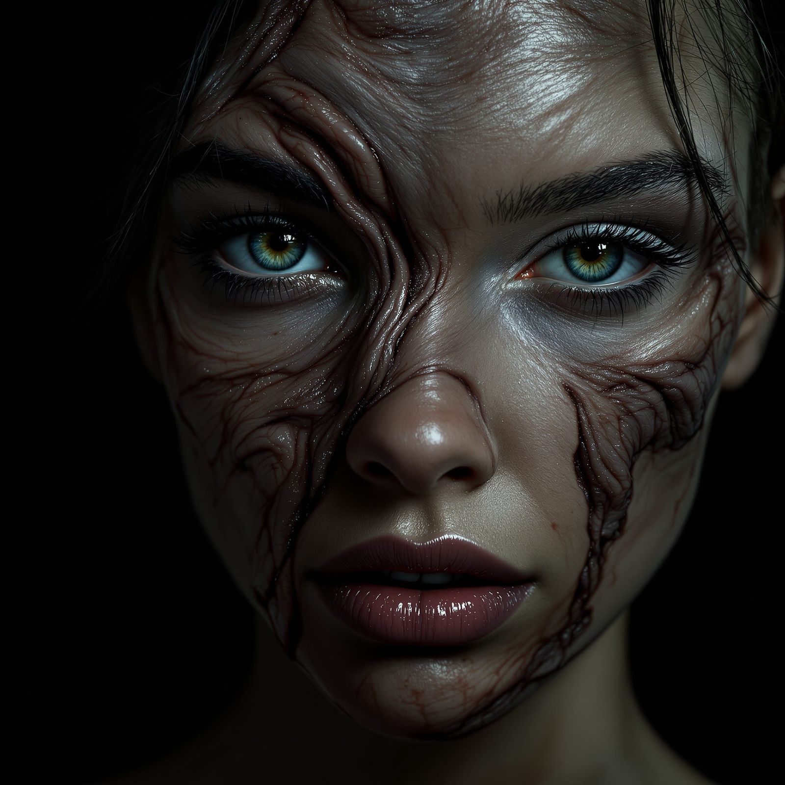 A hyper-realistic portrait of a beautiful woman with elegant...