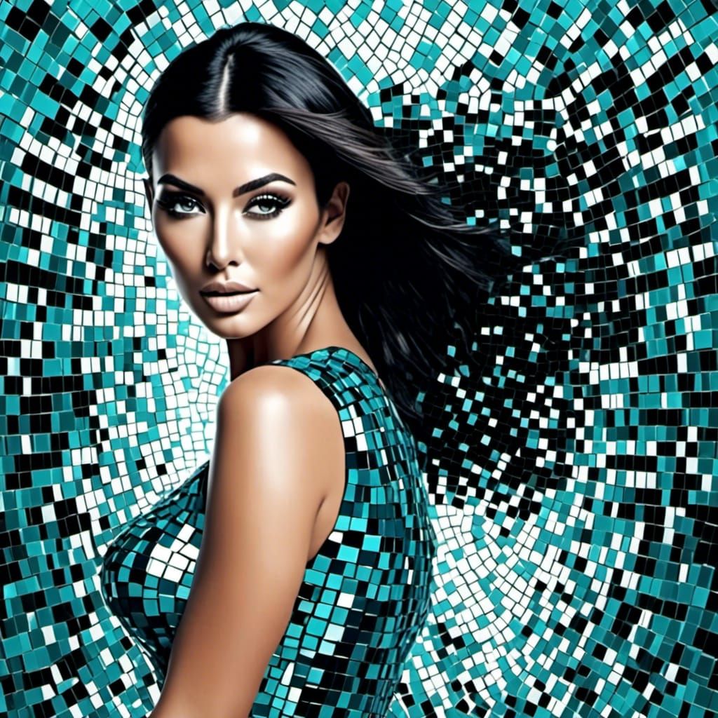 Kim Kardashian in Mosaic Digital Art Style