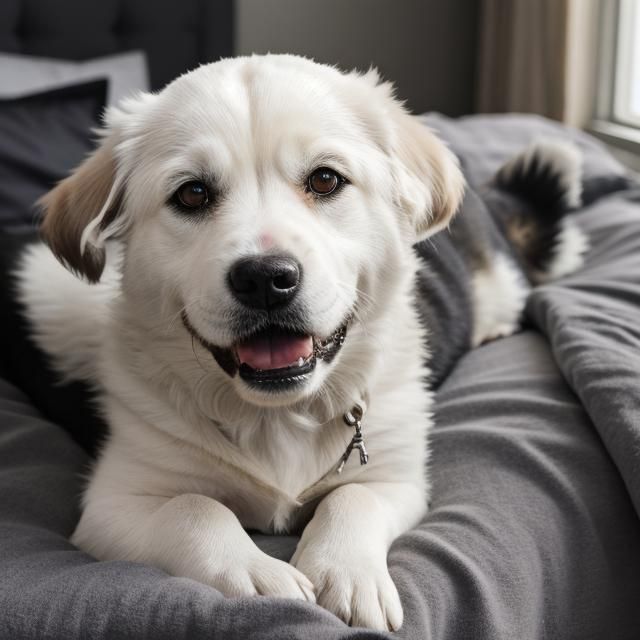 Dog Resting Peacefully on Bed