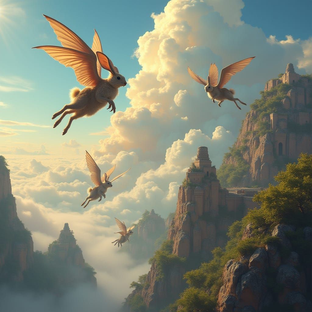 Flying Bunny Women Monsters in Cinematic Digital Matte Paint...
