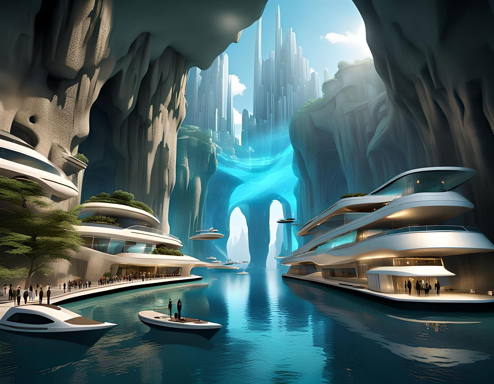 Futuristic Baroque City in Concrete Canyon