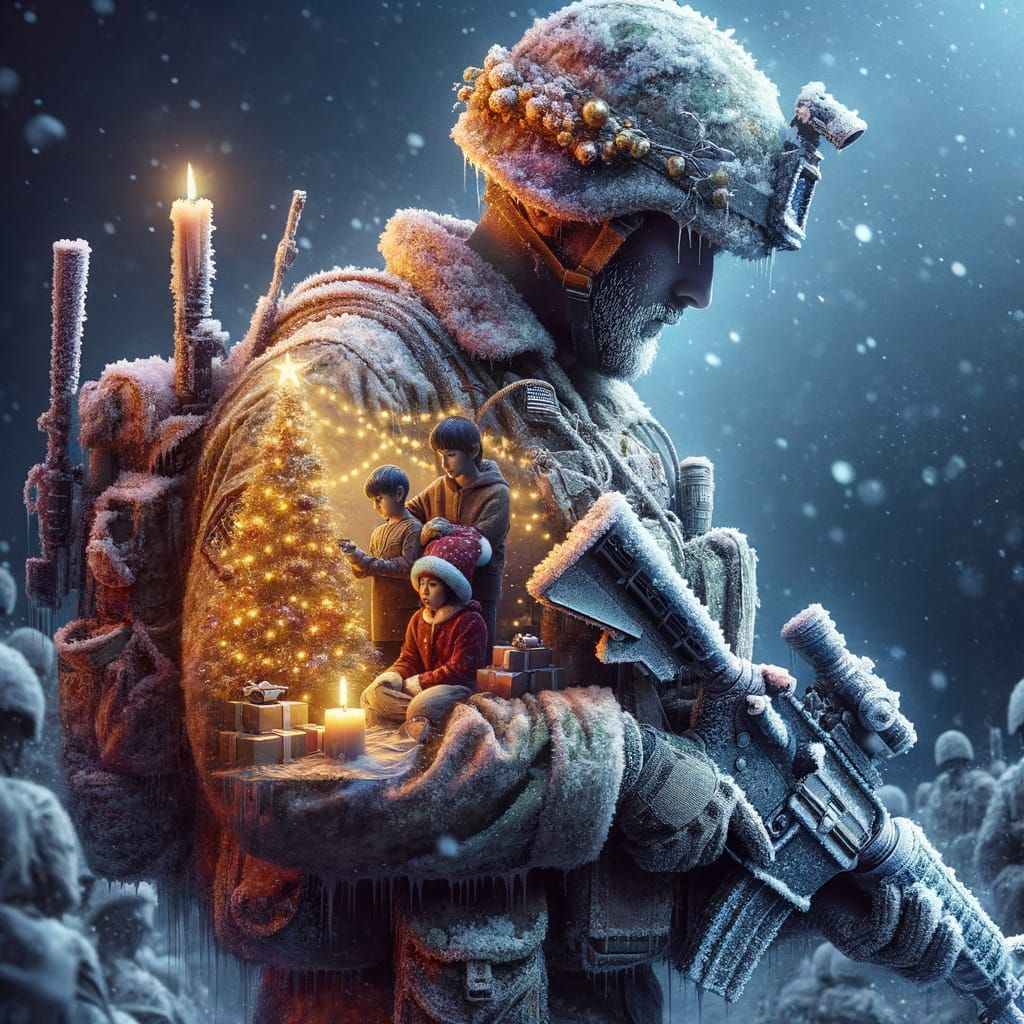 Resilient Soldier Amidst a Turbulent Winter Wonderland