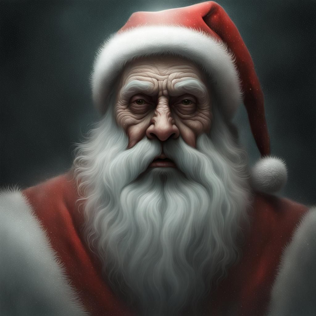 Surreal Santa Claus Digital Painting with Detailed Textures