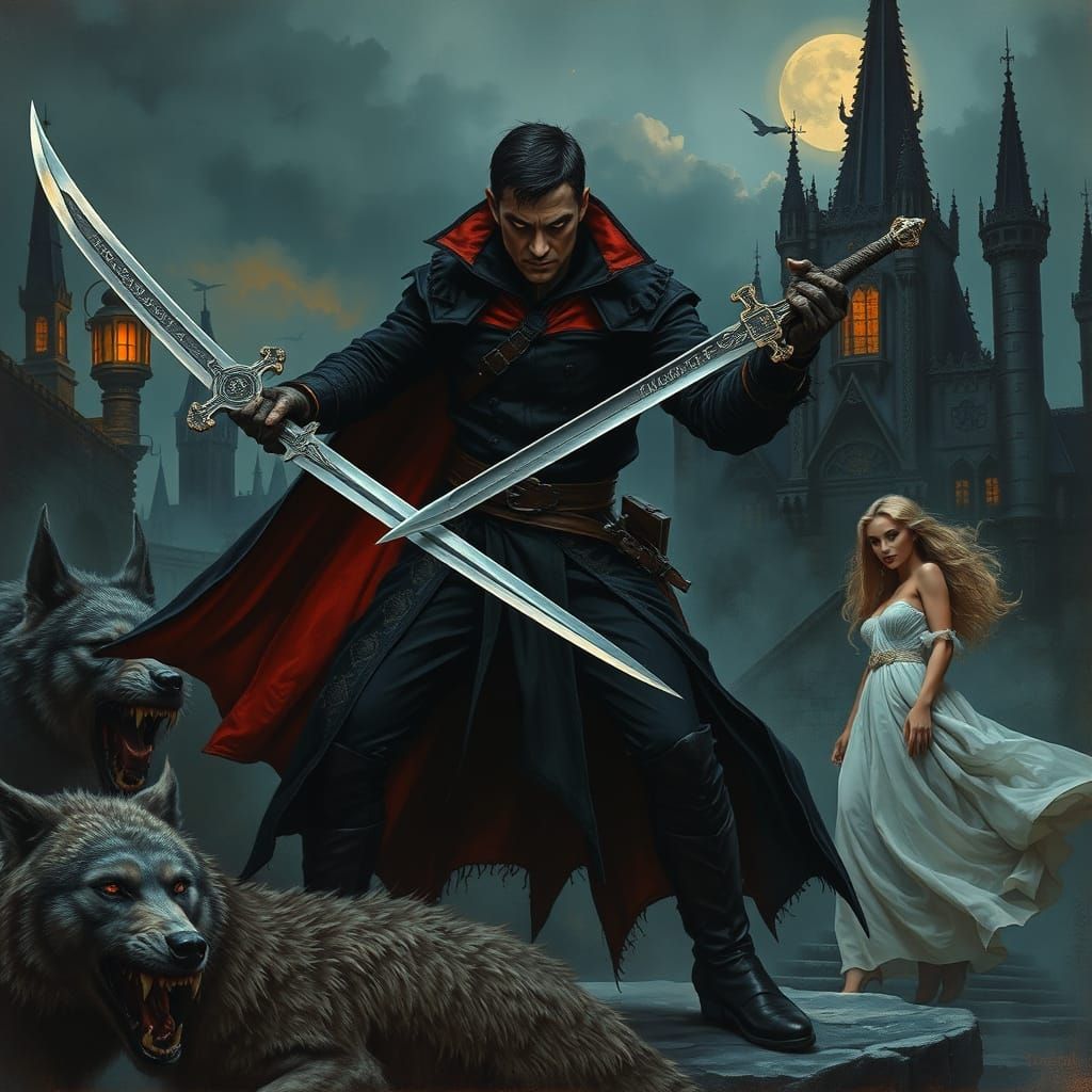 Ethereal Dark Fantasy: Vampire Swordsman Battles Werewolves ...