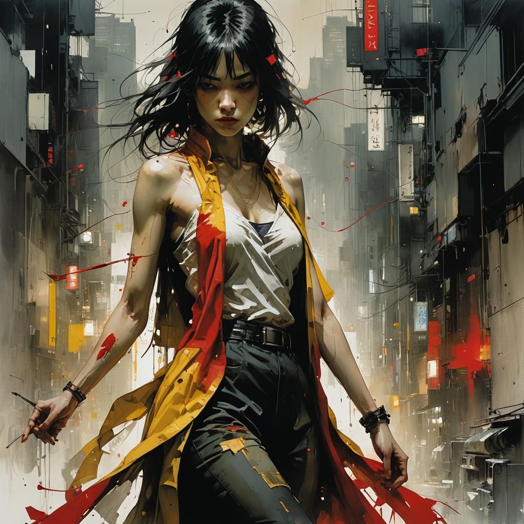 Striking Female Silhouette in Dark Fantasy Art