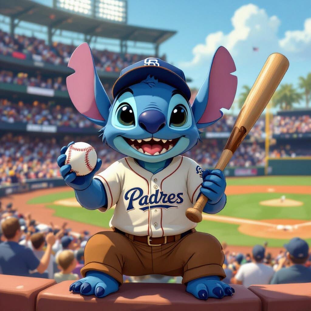 Stitch Enjoys a Padres Baseball Game