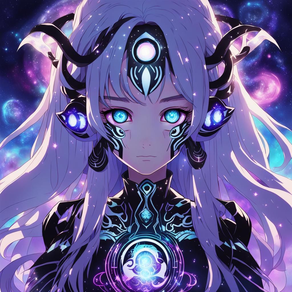 Cosmic Goddess Portrait in Anime Style